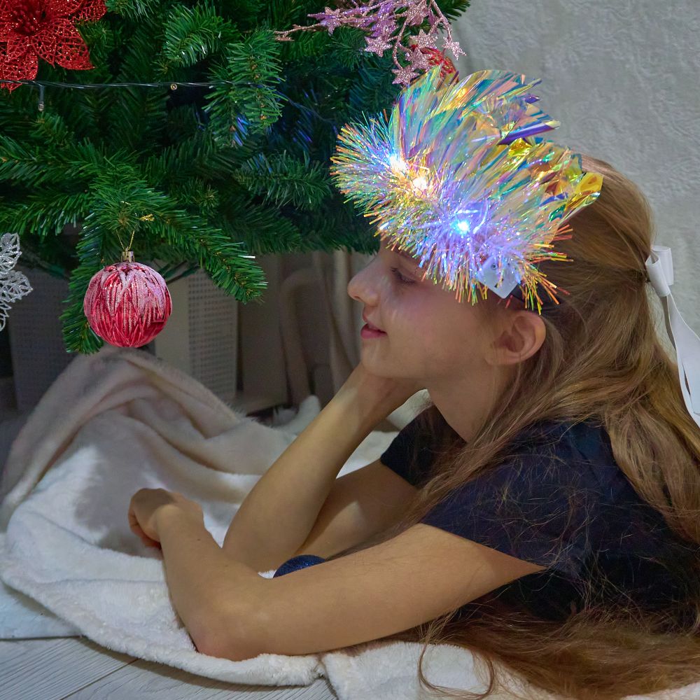 ULD-R513 3LR44 HEADBAND Светильник декоративный Ободок. на батарейках 3xLR44 в-к. 10 светодиодов. Белый свет. Цвет корпуса радужный. TM Uniel