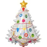 Шар (32"/81 см) Фигура, Новогодняя елка, Серебро, Голография