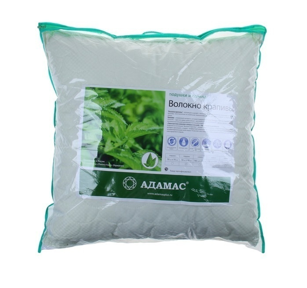 Подушка Адамас "Крапива", чехол тик (хлопок) 70*70
