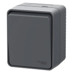 ATLASDESIGN PROFI IP54 О/У 1-клавишный ВЫКЛЮЧАТЕЛЬ КНОПОЧНЫЙ, сх.1, 10А, АНТРАЦИТ