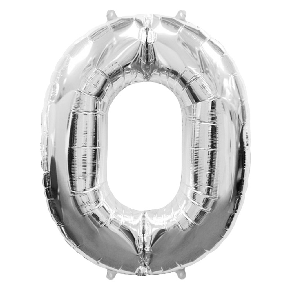 Шар фольгированный Цифра 0 101 см (Серебряный)
