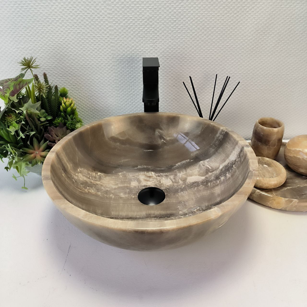 Раковина из оникса Bowl Grey TinLip BO-63003 45*45*15 43