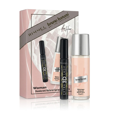 Bruno Banani Woman DEO in glass 75 ml + Mascara Rimmel Extra 3D (Black) 8 ml (woman) 1 pcs