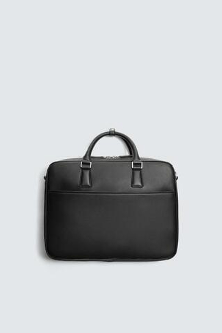 ZARA ПОРТФЕЛЬ ИЗ РЕЛЬЕФНОГО МАТЕРИАЛА, ЧЕРНЫЙ