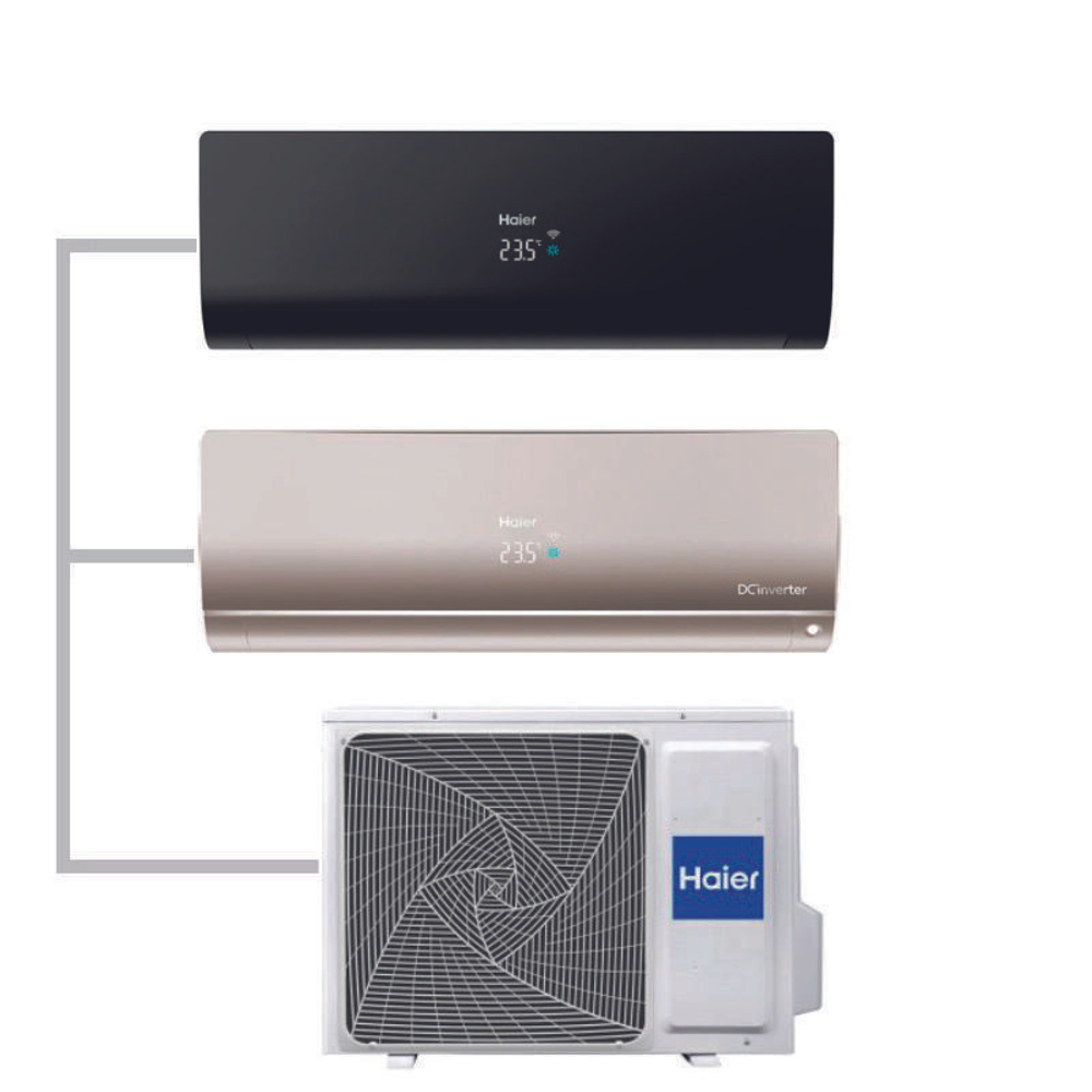 Мульти сплит-система Haier на 2 комнаты (20+35 кв.м.) FLEXIS Black + Gold
