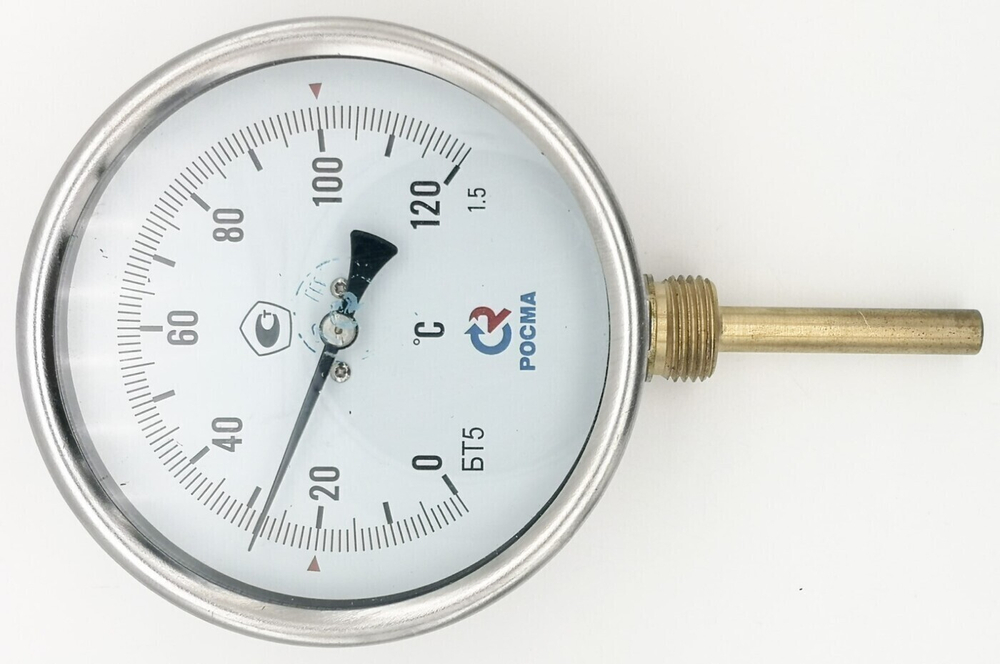 Термометр биметаллический  БТ-52.211 (0+120) 64 мм, G1/2, 1.5, радиальный, показывающий