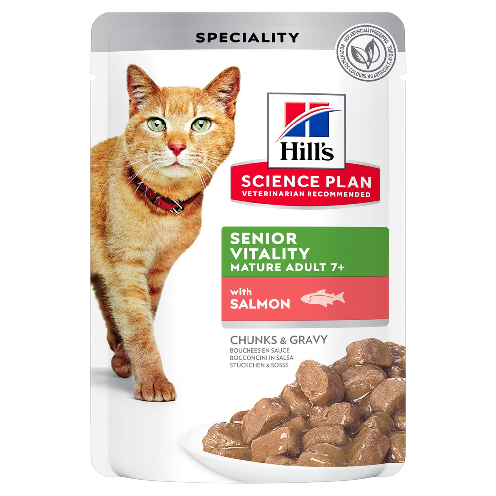 Hill&#39;s Science Plan Senior Vitality Пауч для пожилых кошек (Лосось)