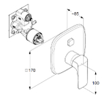 Встраиваемый смеситель KLUDI AMEO для ванны и душа; автом. переключатель душ/ванна PUSH&SWITCH, хром (416590575)