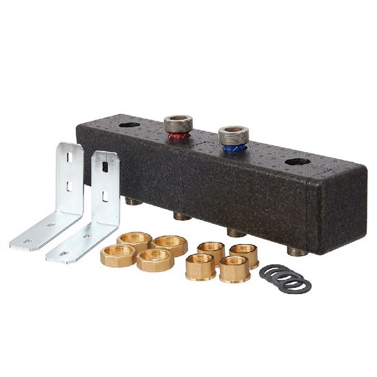 Коллектор Hoobs на 5 отопительных контуров с теплоизоляцией, гайки из латуни (HB-CD70/125-5NG)