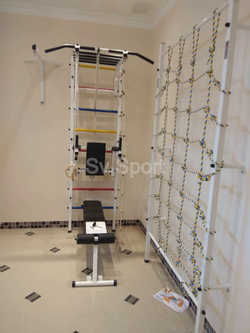 Монтаж шведской стенки Sv Sport с канатным лазом в бетонные, кирпичные стены