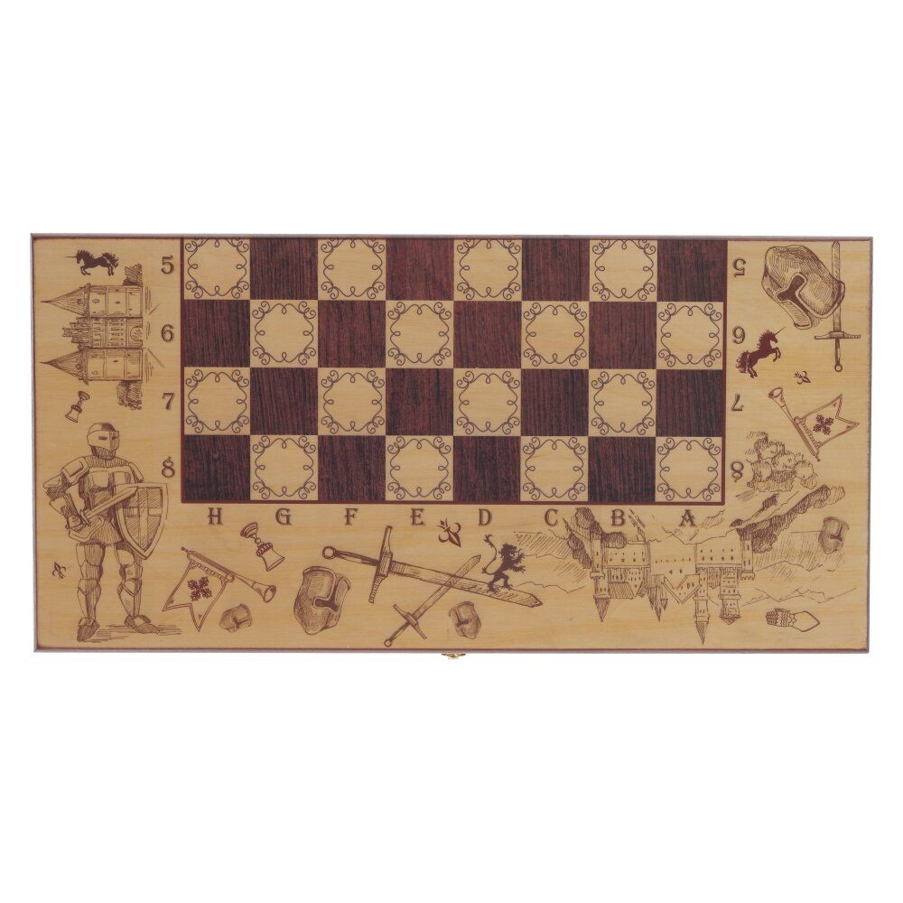GAEM Игра настольная 3 в 1 (шахматы, шашки, нарды) "Рыцари", L50 W25 H6 см