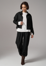 Брюки с поясом на резинке черные