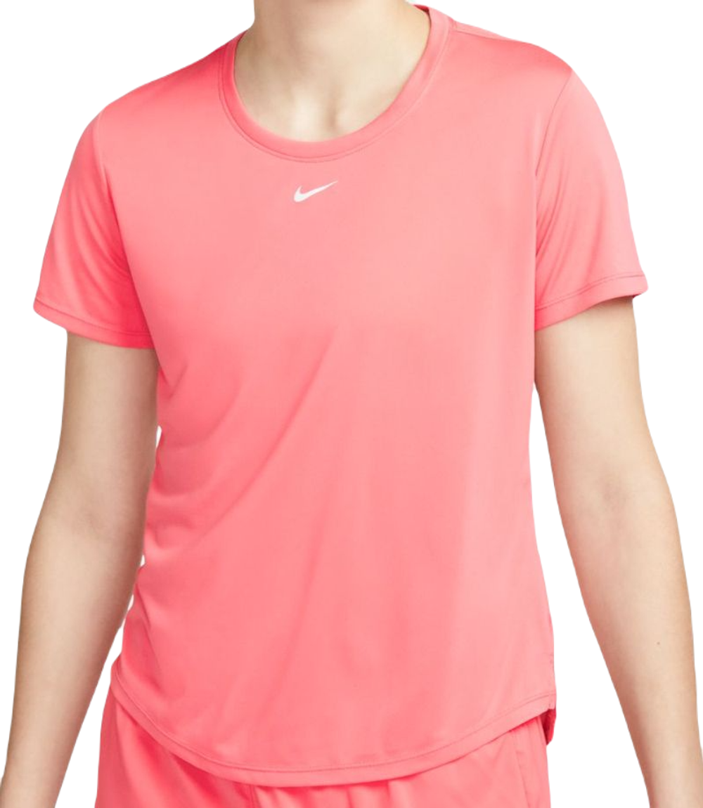 Женская теннисная футболка Nike Dri-FIT One Short Sleeve Standard Fit Top - sea coral/white