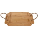 Доска бамбуковая для подачи и сервировки «SHEF» узор с ручками 38*29см