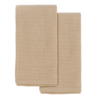 Набор из двух кухонных вафельных полотенец  бежевого цвета из коллекции essential, 50х70 см