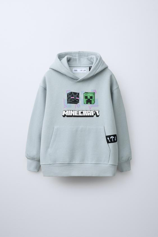 ZARA ХУДИ С ПРИНТОМ «МАЙНКРАФТ» © MOJANG AB.™, ЦВЕТ ЛЬДА