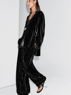 Massimo Dutti Бархатное кимоно с контрастными деталями, черный