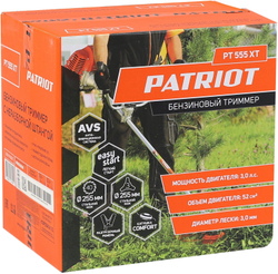 Мотокоса бенз PATRIOT PT 555 (1+1), 52сс, 3.0л.с, жест. вал, U-рук, катушка Comfort+3Т(250106230)