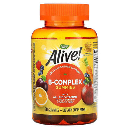 Витамины группы B Nature's Way, Alive! комплекс витаминов группы B, со вкусом манго, 60 жевательных конфет