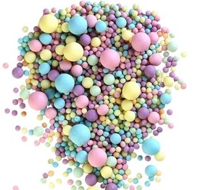 Шарики кранч матовые №295М голуб, желт, роз, сирен,изумр 100 гр.