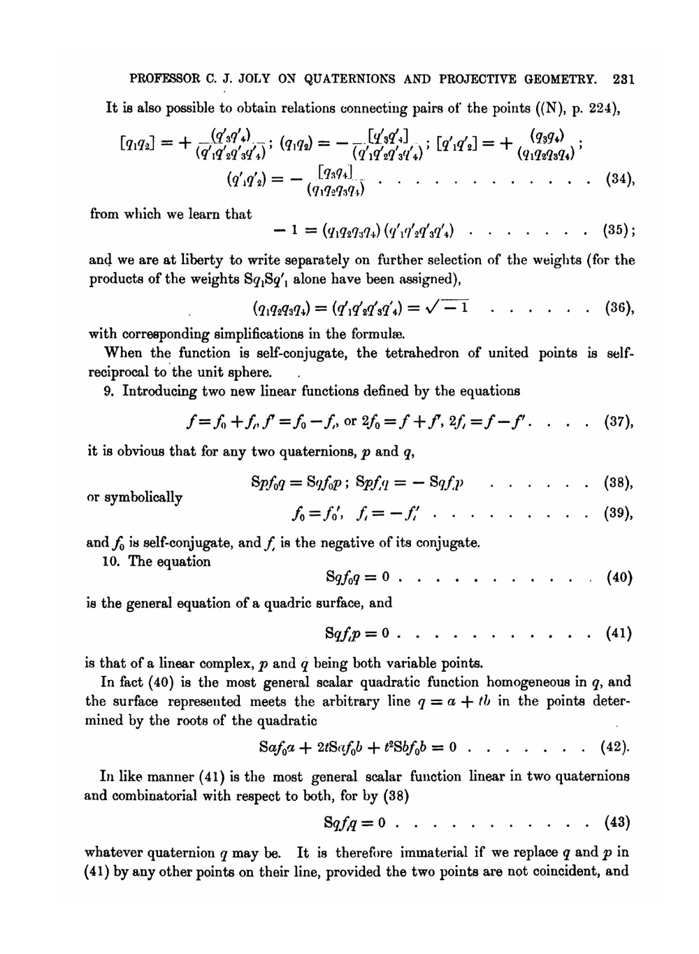 Quaternions and Projective Geometry | Charles Jasper Joly