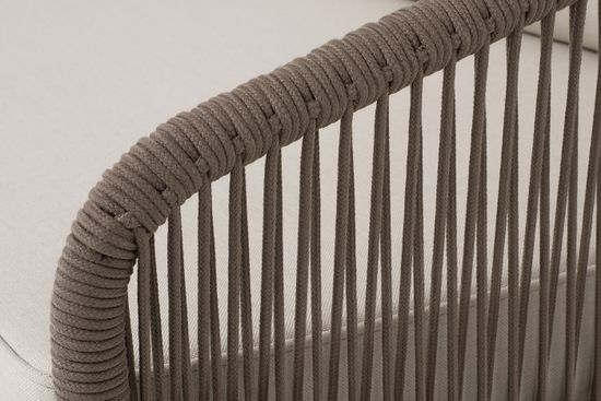 "Канны" диван модульный плетеный из роупа, каркас алюминий темно-серый (RAL7024), роуп темно-серый круглый, ткань темно-серая