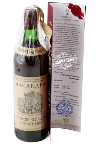 Вино Массандра Портвейн Красный Крымский 1976 год 0,8л