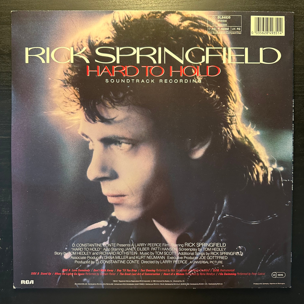 Rick Springfield - Hard To Hold - Soundtrack Recording (Германия 1984г.)