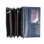 Синий кошелёк женский лаковый Coscet нат.кожа CS21-201E