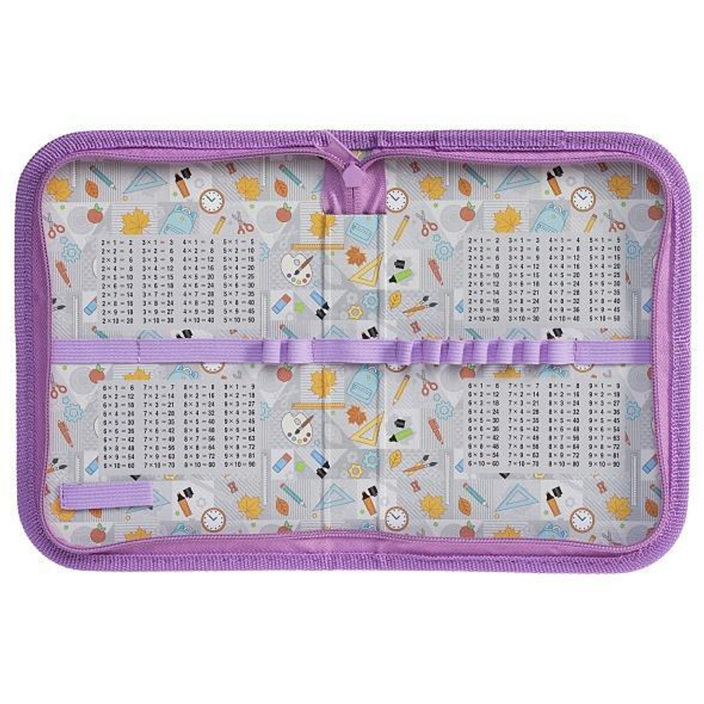 Пенал 190х130мм 1 отделение на молнии с таблистер умножения "Аниме с котиком" (Хатбер)