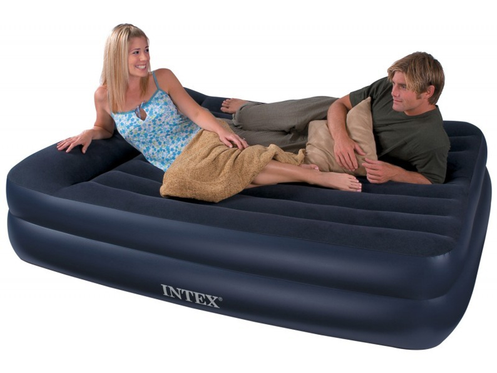 Надувная кровать Intex  Pillow Rest Raised 152х203х42(46)см.