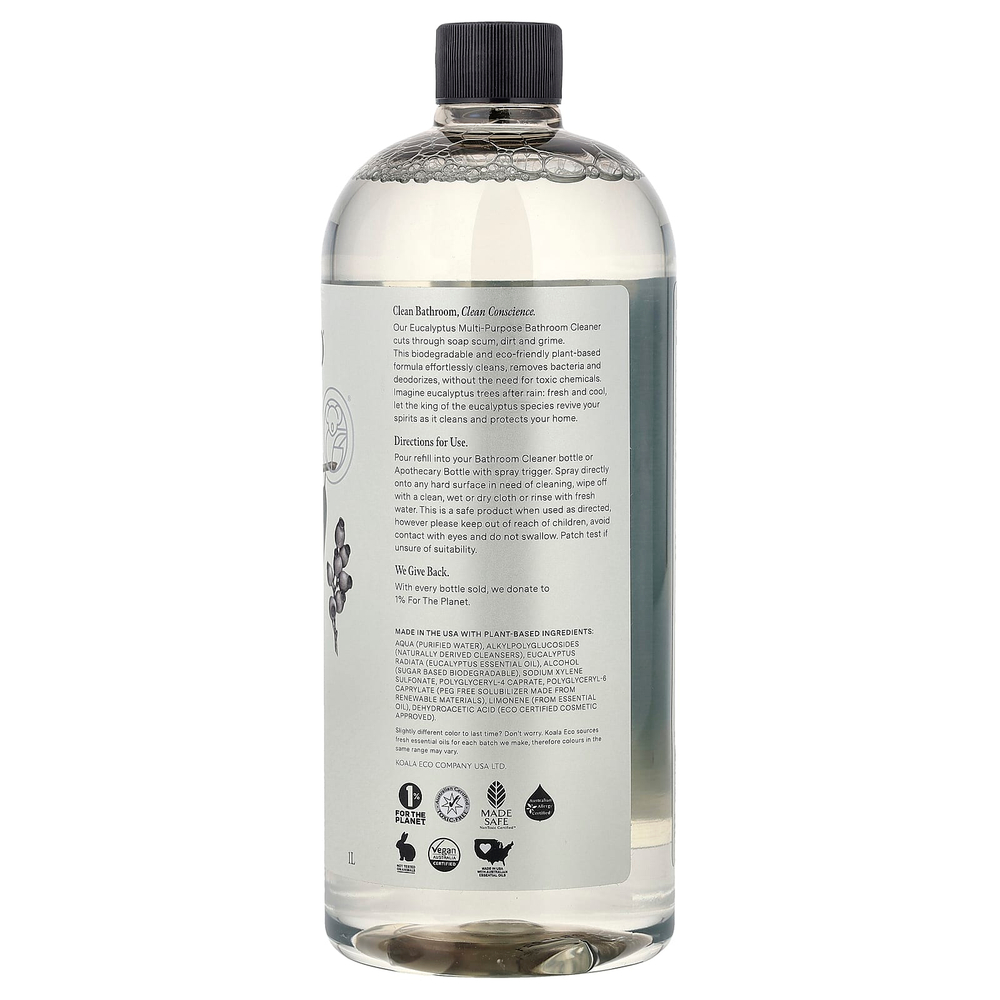 Koala Eco, натуральное универсальное очиститель для ванной комнаты, запасной блок, с эфирным маслом австралийского эвкалипта, 1 л (33,8 жидк. унции)