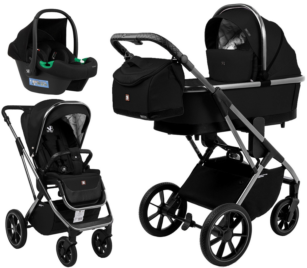 Коляска 4 в 1 Sweet Baby Rocco + автокресло Elegante Plus с базой i-Size ISOFIX DK780 Black