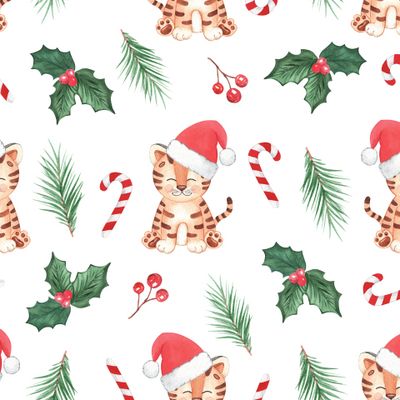 Новогодние тигрята на белом