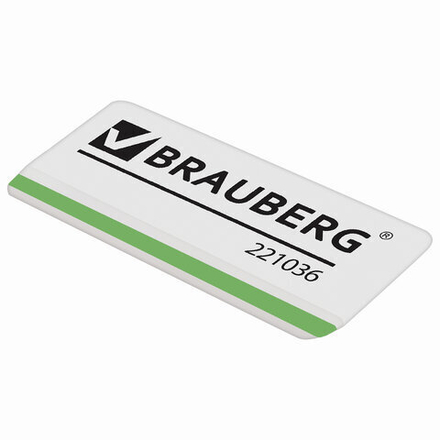 Ластик BRAUBERG "Partner", 57х18х8 мм, белый, прямоугольный,скошенные края