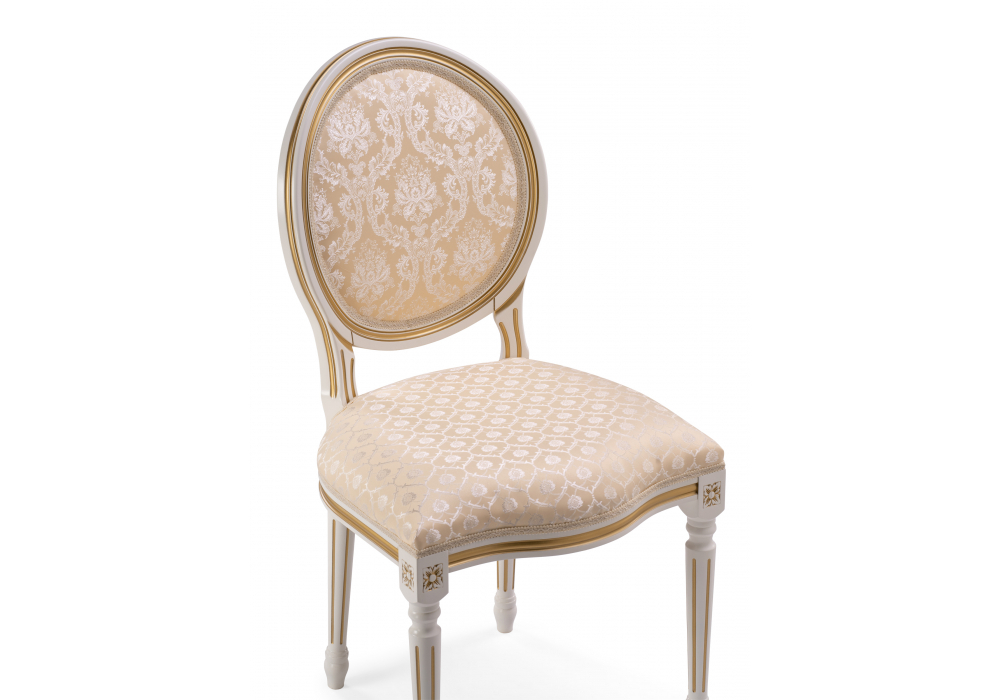 Стул деревянный Woodville Данте молочный, золотая патина, ножки белые