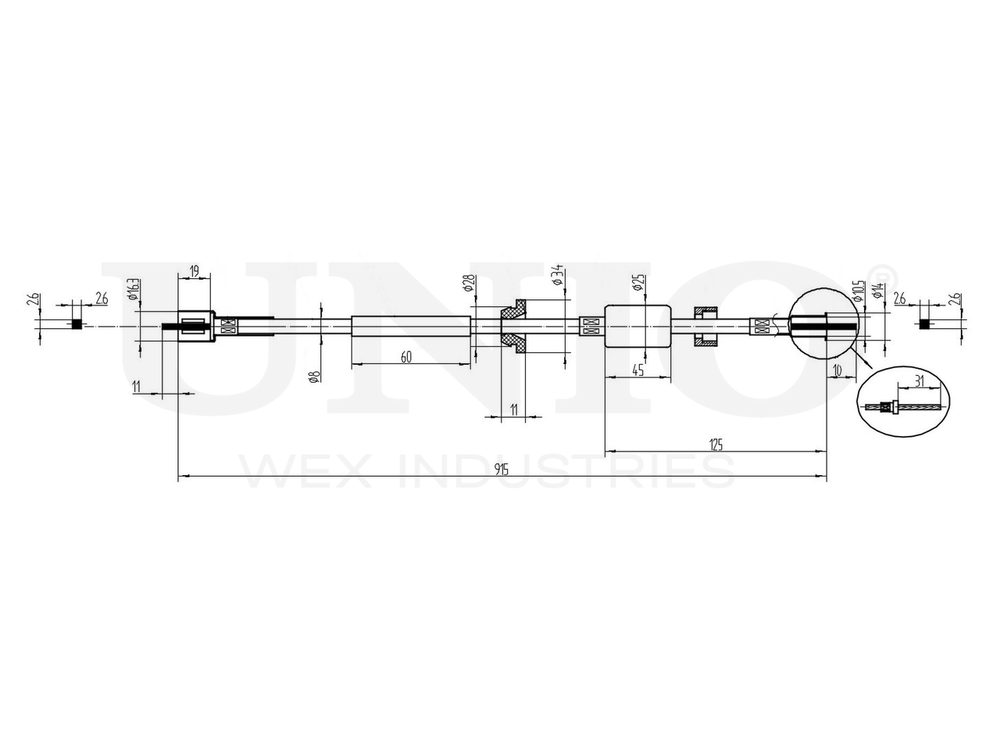Трос спидометра UNIO CAB-70003
