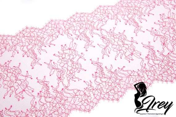 01-11 Кружево шантильи 23 см, серебристый пион/розовый