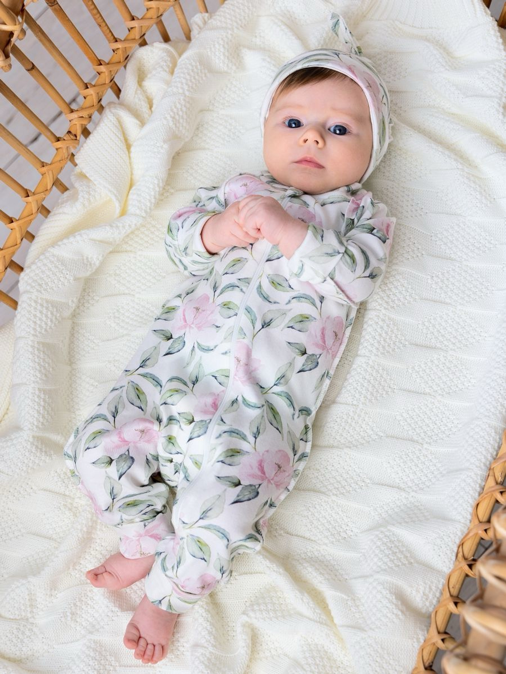 Комбинезон растущий "Пионы", Крем