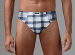 Комплект из 2 мужских трусов-слип с контрастным принтом в клетку (Размер: M) (Цвет: разноцветный)
