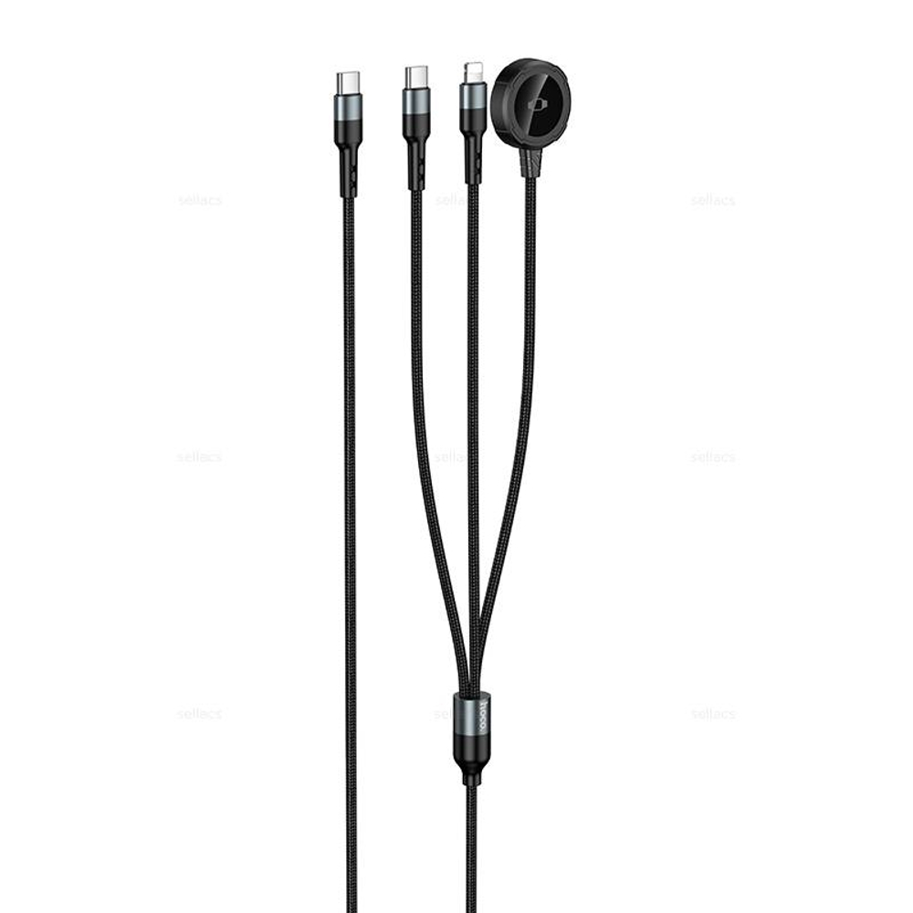 Зарядный кабель 3в1 (iWatch+Type-C+iP) Hoco CW64 (black)