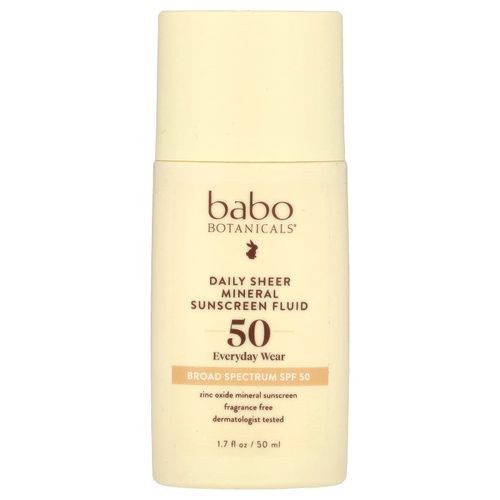 Babo Botanicals, Daily Sheer Fluid Mineral Sunscreen 50, без отдушек, 50 мл (1,7 жидк. унц.)