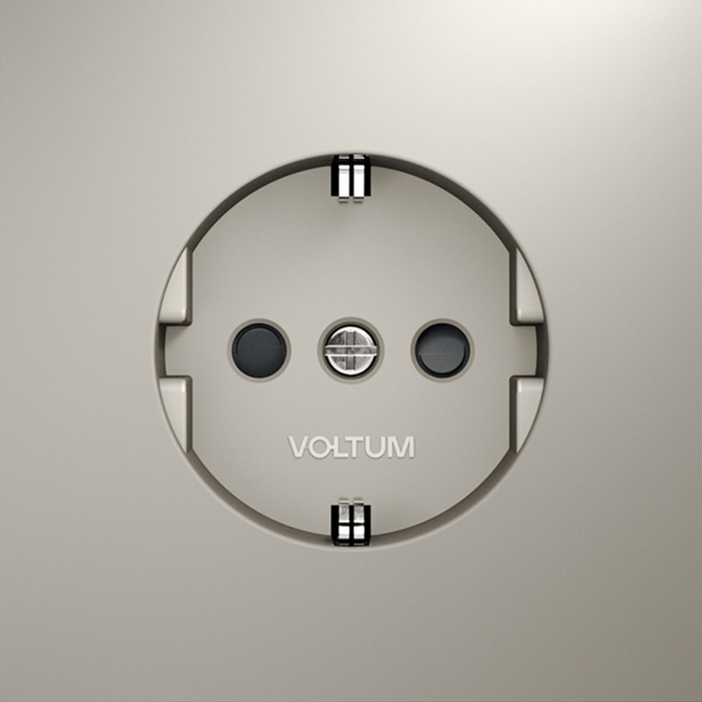 Розетка встраиваемая VOLTUM S70 с заземлением и защитными шторками, 16А, (кашемир)