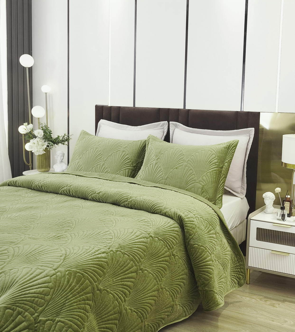 Покрывало 240x280 Sofi De MarkO Ариэль оливково-зеленое