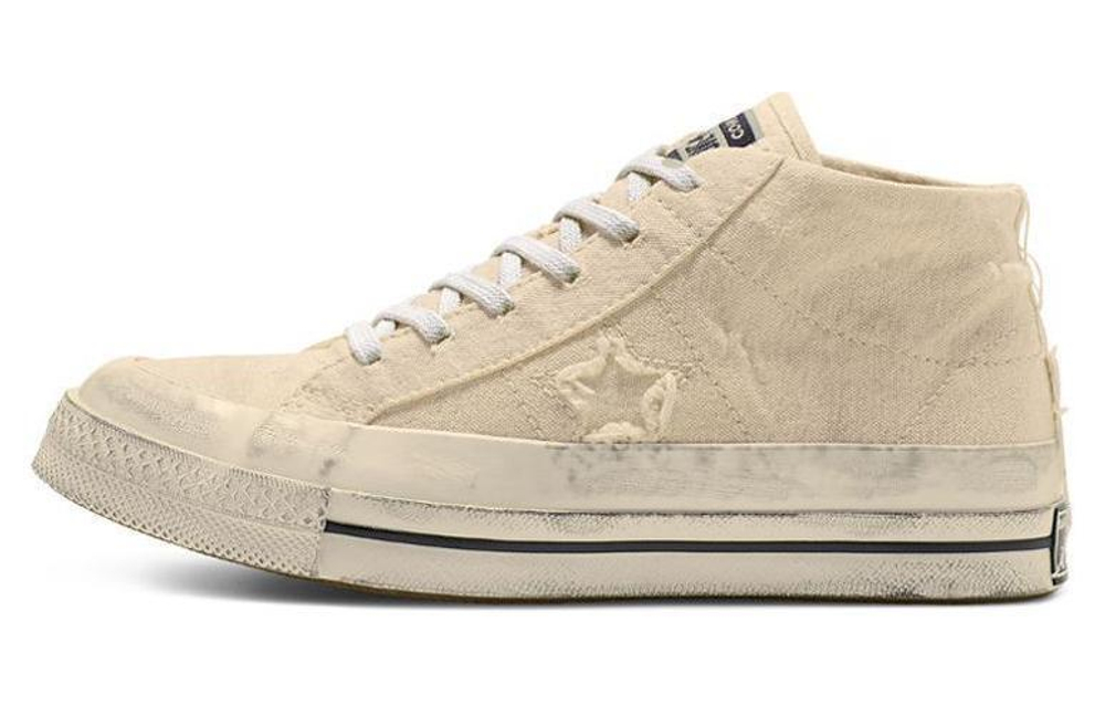 Converse One Star comfortable daily non-slip wear-resistant mid-top canvas shoes women's powder