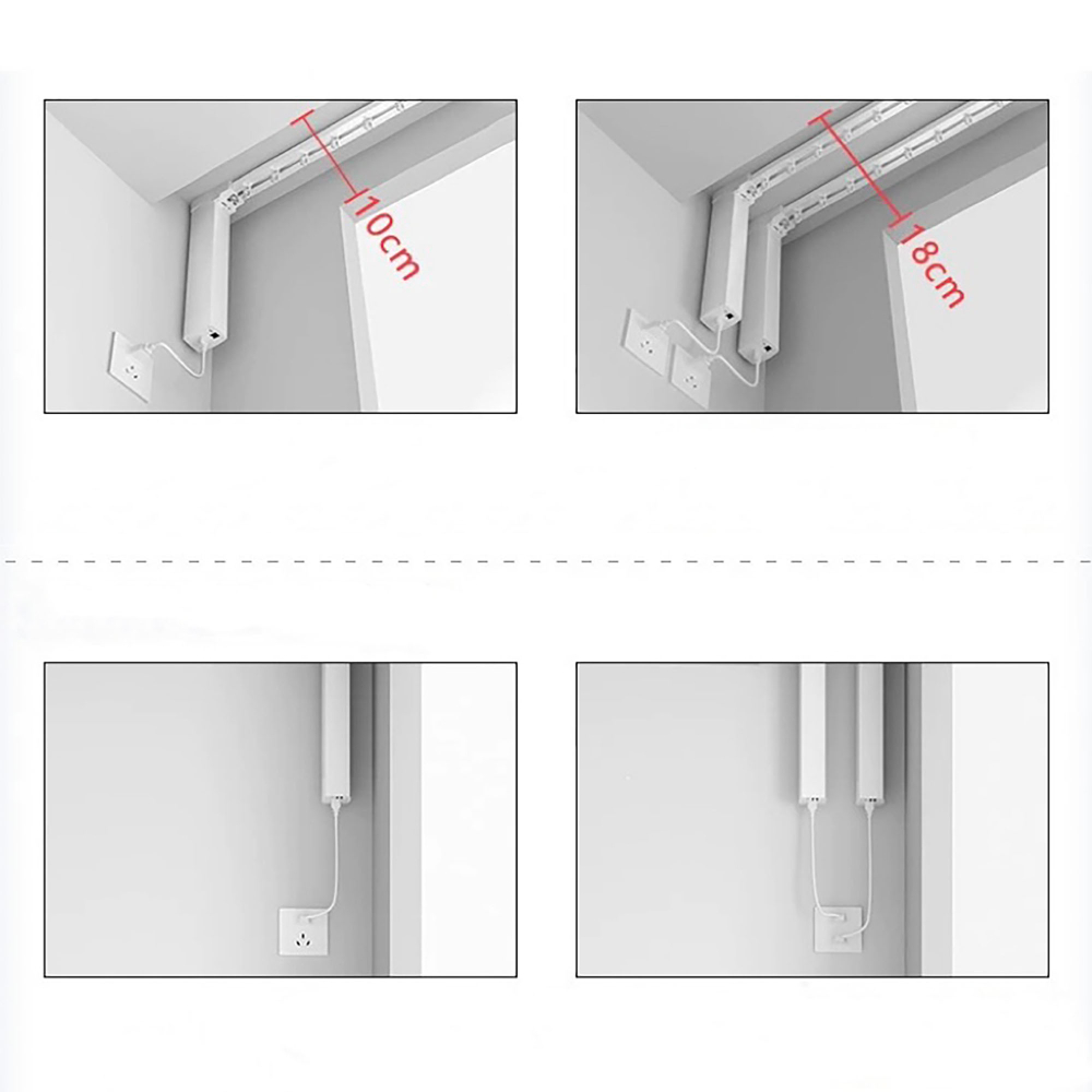 Электрический карниз для штор с регулировкой длины, алюминиевый, потолочный, с пультом