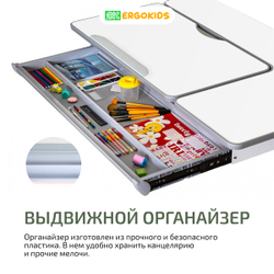 Письменный стол для школьников Ergokids Vancouver BD-620 с полкой S-50
