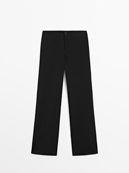 Massimo Dutti Брюки прямого кроя из высокотехнологичной ткани, черный