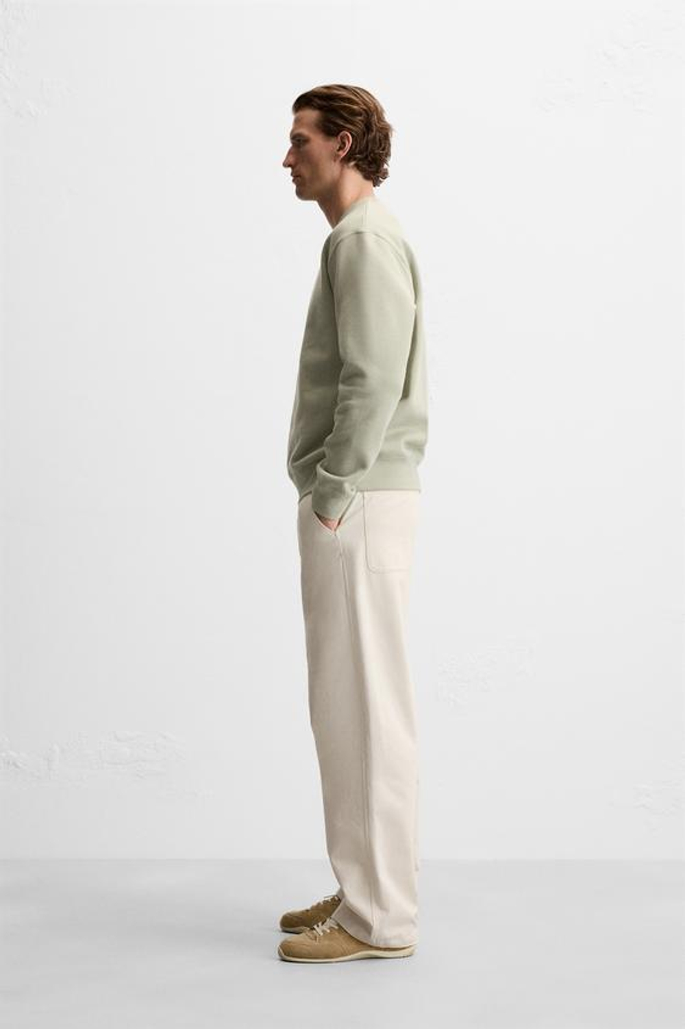 ZARA ТОЛСТОВКА С КРУГЛЫМ ВЫРЕЗОМ, СВЕТЛО-ЗЕЛЕНЫЙ