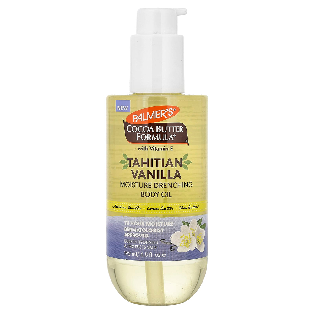 Palmer's, Cocoa Butter Formula® с витамином Е, увлажняющее масло для тела, таитянская ваниль, 192 мл (6,5 жидк. унции)